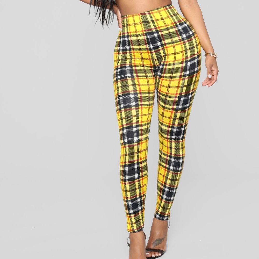 As If Plaid Leggings - Yellow